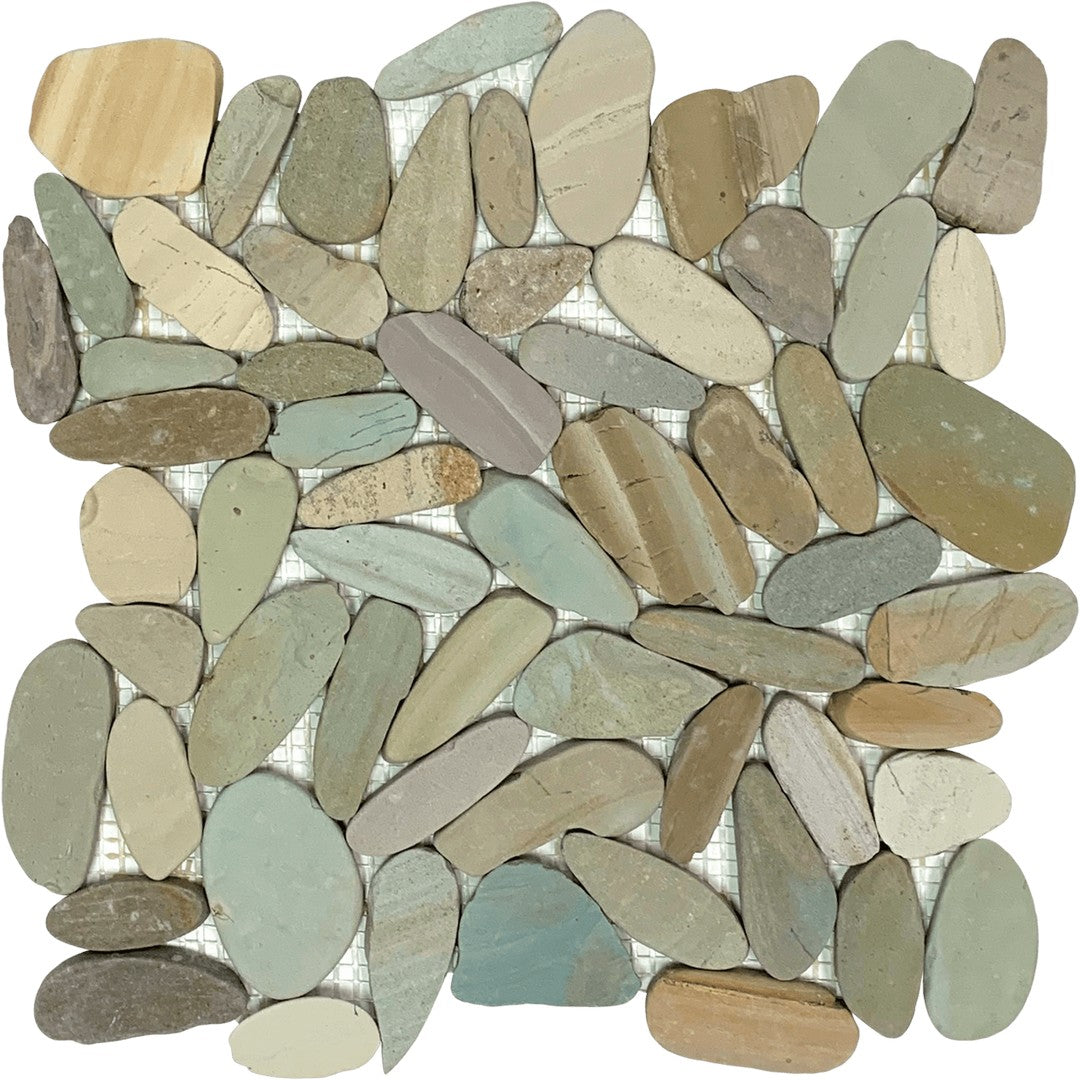 Bati Orient 12" x 12" Bali Matte Sliced Pebble Natural Stone Mosaic