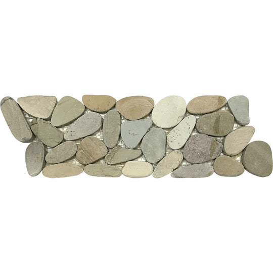 Bati Orient 4" x 12" Bali Matte Sliced Pebble Natural Stone Mosaic Border