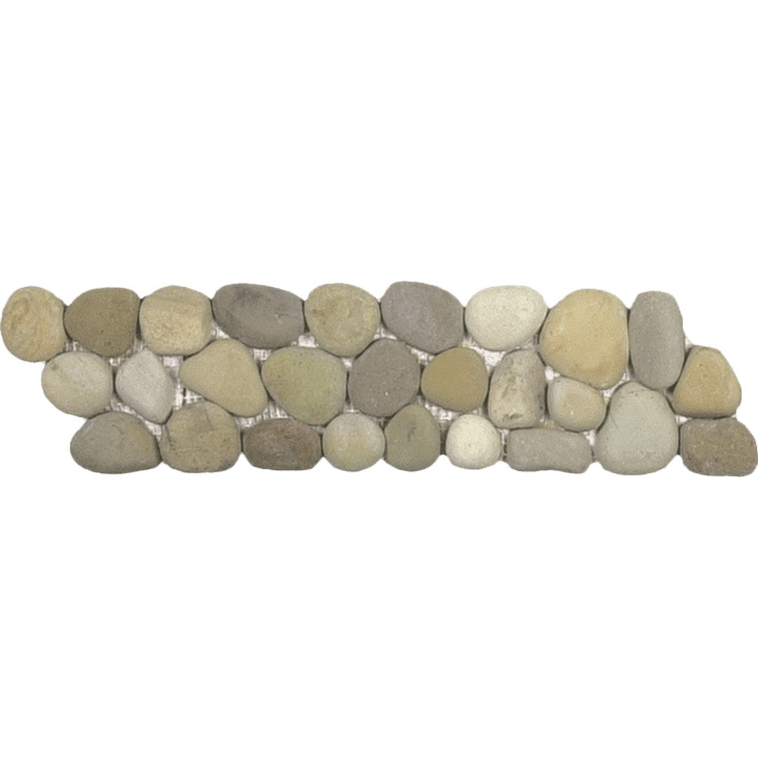 Bati Orient 4" x 12" Bali Rectified Matte Pebble Natural Stone Mosaic Border