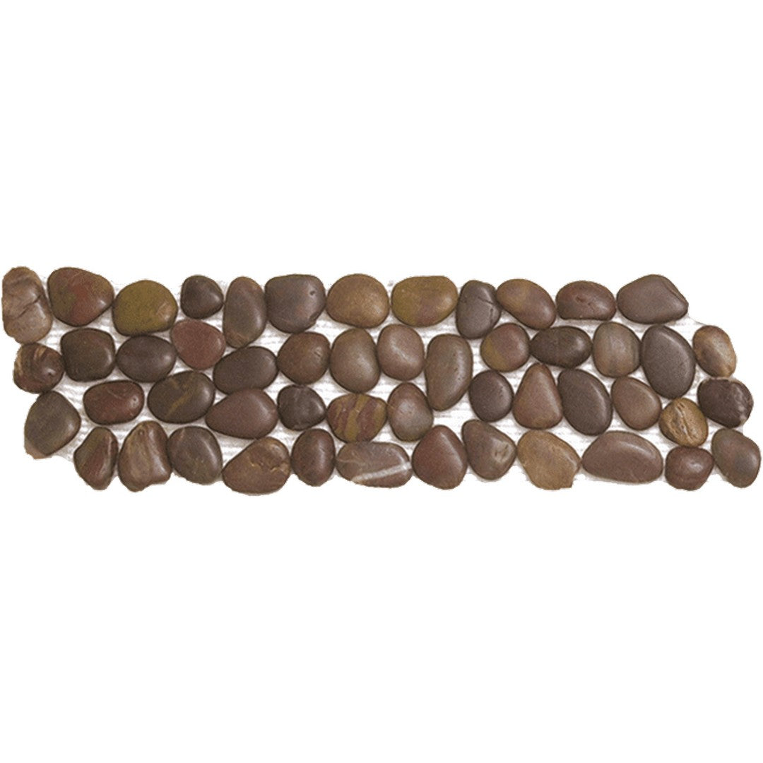 Bati Orient 4" x 12" Bali Polished Pebble Natural Stone Mosaic Border