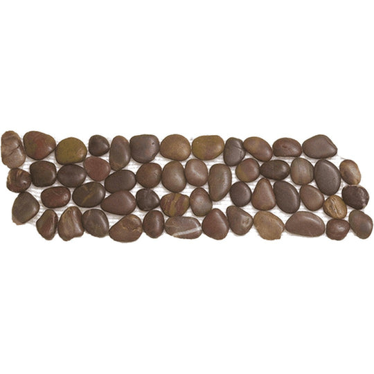 Bati Orient 4" x 12" Bali Polished Pebble Natural Stone Mosaic Border