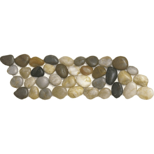 Bati Orient 4" x 12" Bali Polished Pebble Natural Stone Mosaic Border