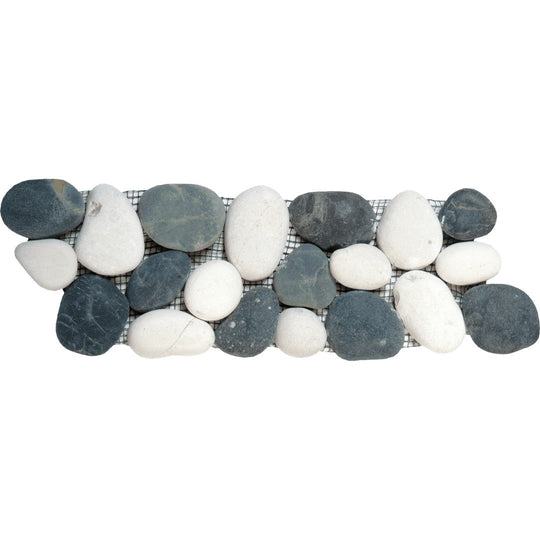 Bati Orient 4" x 12" Bali Rectified Matte Pebble Natural Stone Mosaic Border