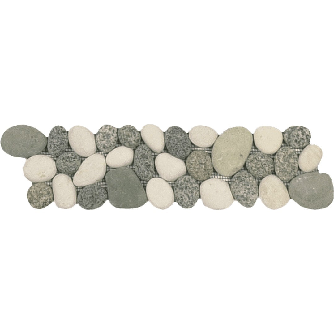 Bati Orient 4" x 12" Bali Rectified Matte Pebble Natural Stone Mosaic Border
