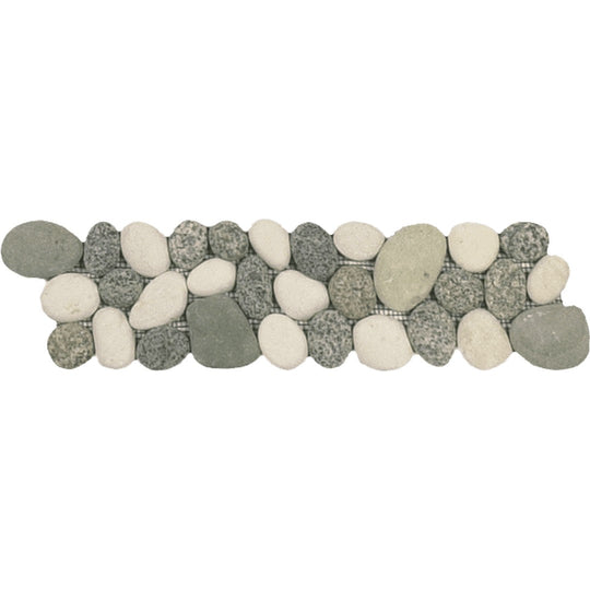 Bati Orient 4" x 12" Bali Rectified Matte Pebble Natural Stone Mosaic Border