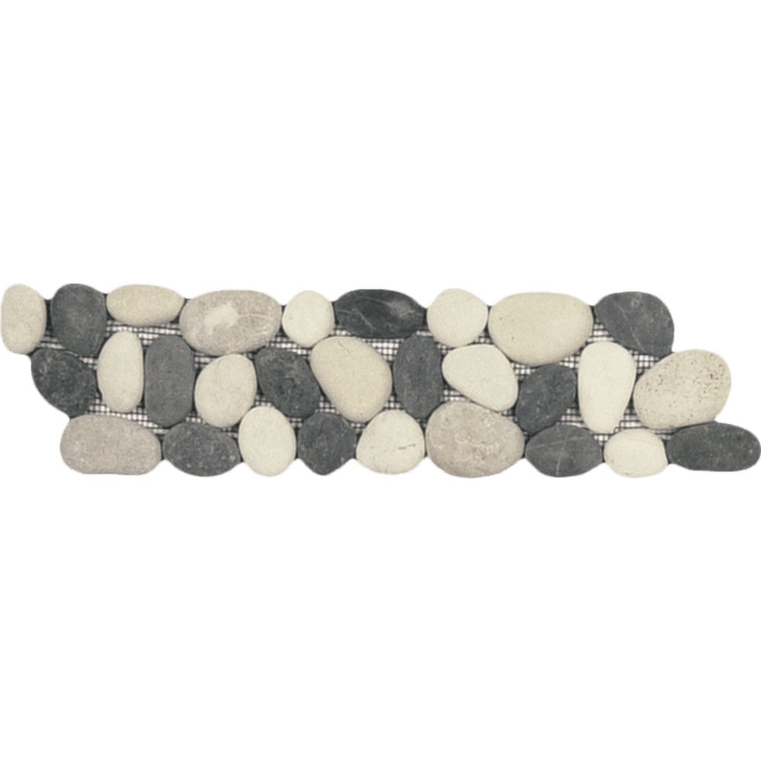Bati Orient 4" x 12" Bali Rectified Matte Pebble Natural Stone Mosaic Border
