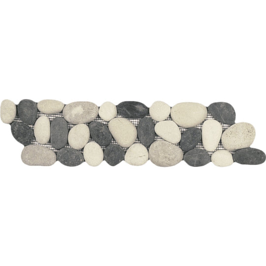 Bati Orient 4" x 12" Bali Rectified Matte Pebble Natural Stone Mosaic Border