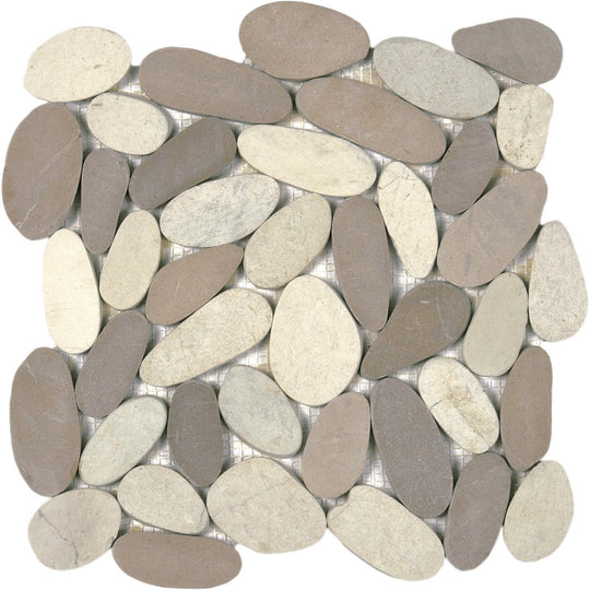 Bati Orient 12" x 12" Bali Matte Sliced XL Pebble Natural Stone Mosaic