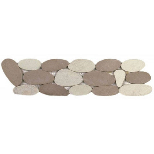 Bati Orient 4" x 12" Bali Matte Sliced XL Pebble Natural Stone Mosaic Border