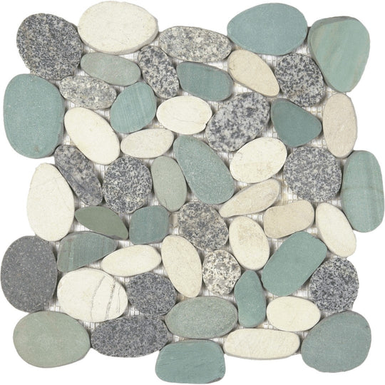 Bati Orient 12" x 12" Bali Matte Sliced XL Pebble Natural Stone Mosaic