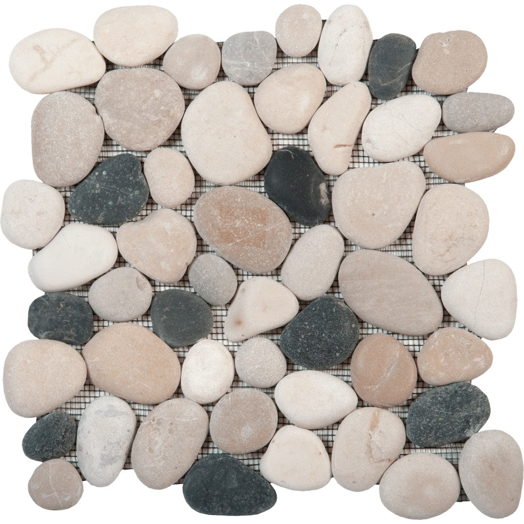 Bati Orient 12" x 12" Bali Rectified Matte Pebble Natural Stone Mosaic
