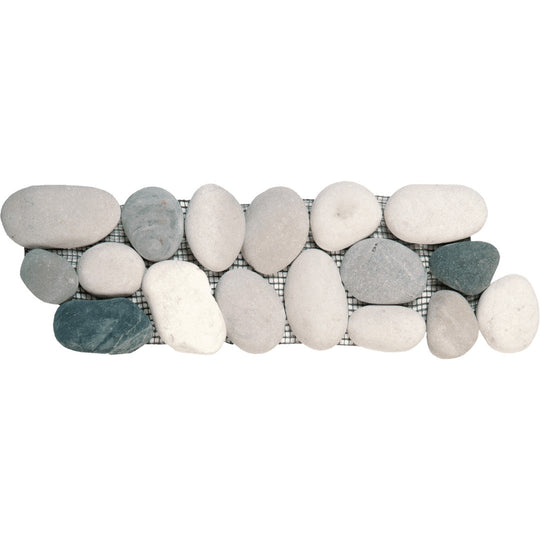 Bati Orient 4" x 12" Bali Rectified Matte Pebble Natural Stone Mosaic Border