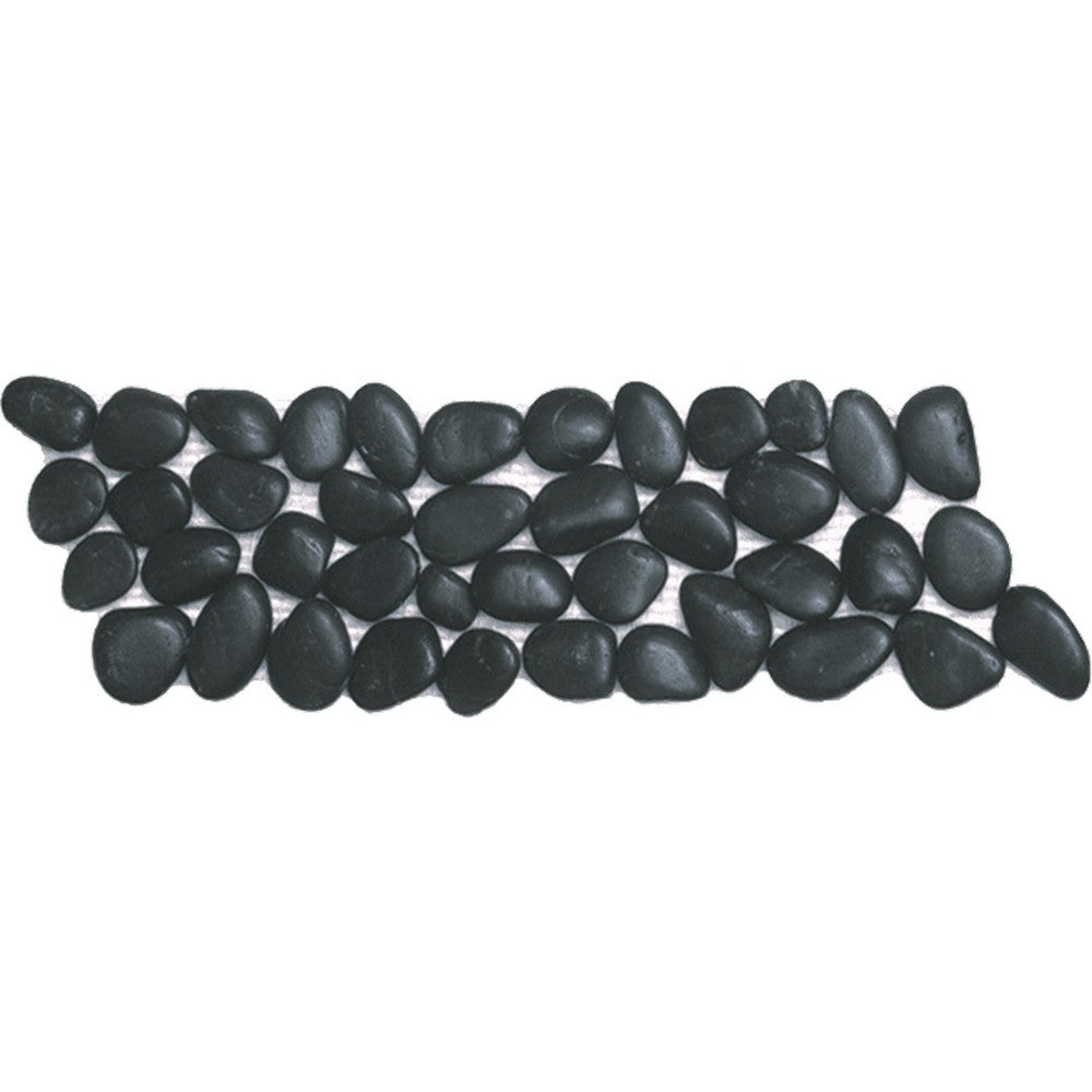 Bati Orient 4" x 12" Bali Polished Pebble Natural Stone Mosaic Border