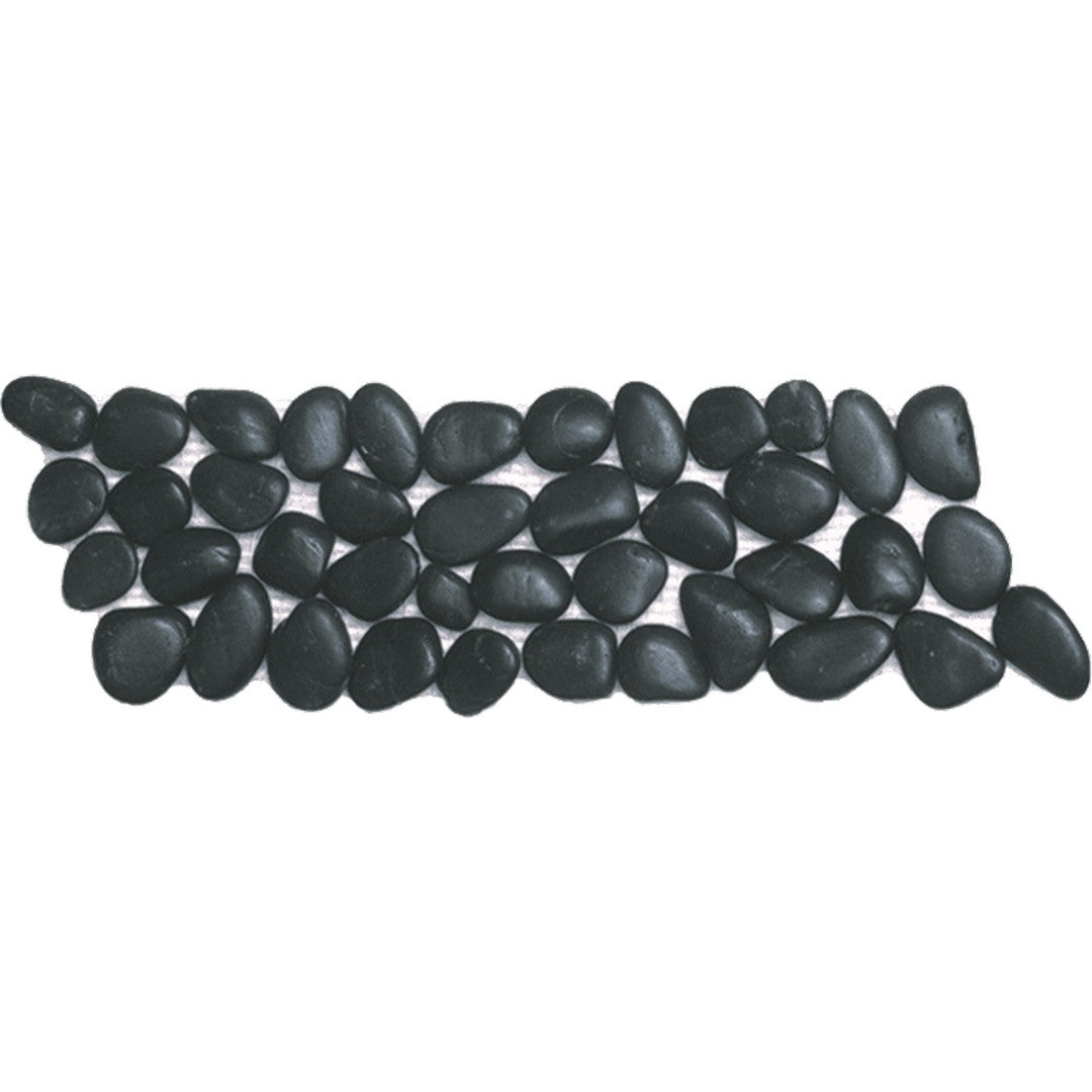 Bati Orient 4" x 12" Bali Polished Pebble Natural Stone Mosaic Border