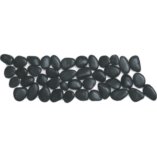 Bati Orient 4" x 12" Bali Polished Pebble Natural Stone Mosaic Border