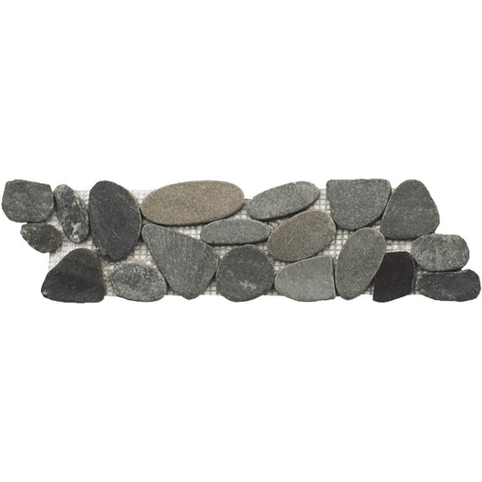 Bati Orient 4" x 12" Bali Matte Sliced Pebble Natural Stone Mosaic Border