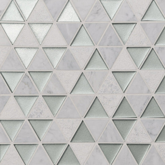 Bedrosians Kaikos 9.5" x 10" Glass/Stone Triangle Mosaic