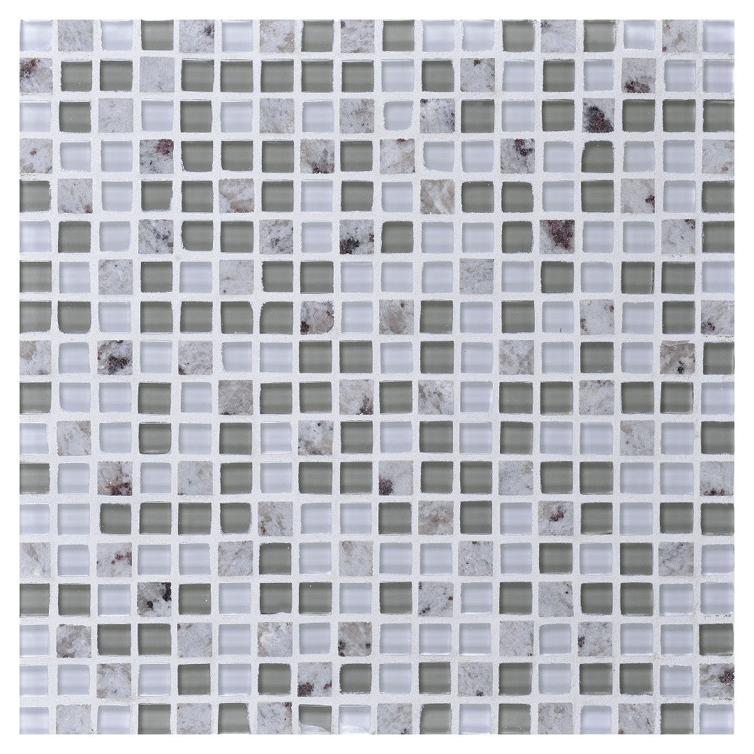 Daltile-Granite-Radiance-12-x-12-Stone-&-Glass-5/8-Deco-Straight-Joint-Mosaic-Absolute-Black-Blend