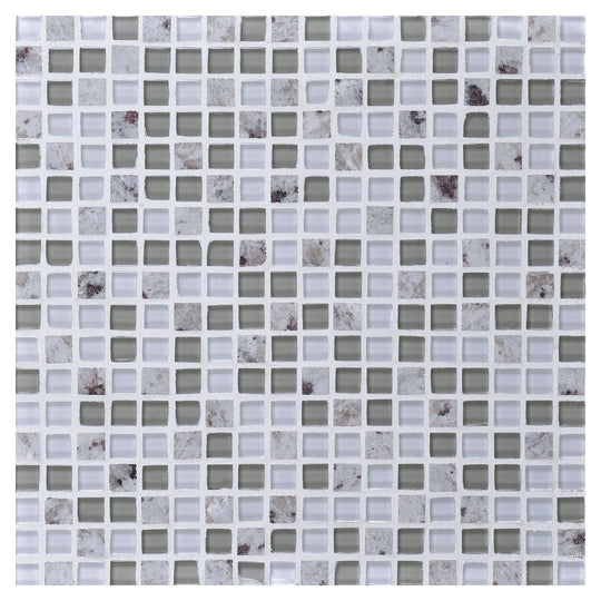 Daltile-Granite-Radiance-12-x-12-Stone-&-Glass-5/8-Deco-Straight-Joint-Mosaic-Absolute-Black-Blend