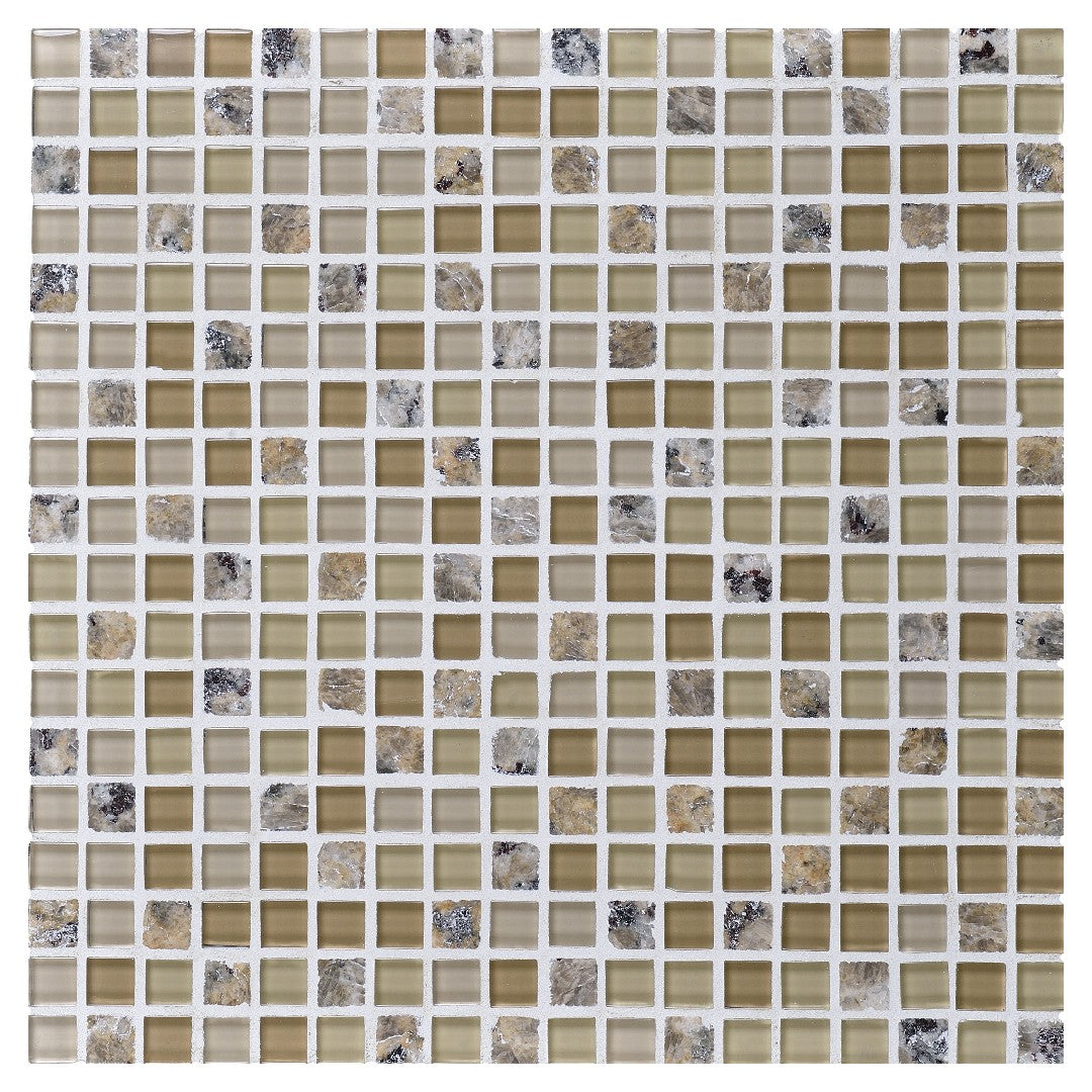 Daltile-Granite-Radiance-12-x-12-Stone-&-Glass-5/8-Deco-Straight-Joint-Mosaic-Santa-Cecil-Blend