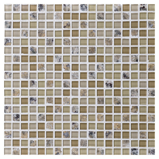 Daltile-Granite-Radiance-12-x-12-Stone-&-Glass-5/8-Deco-Straight-Joint-Mosaic-Santa-Cecil-Blend