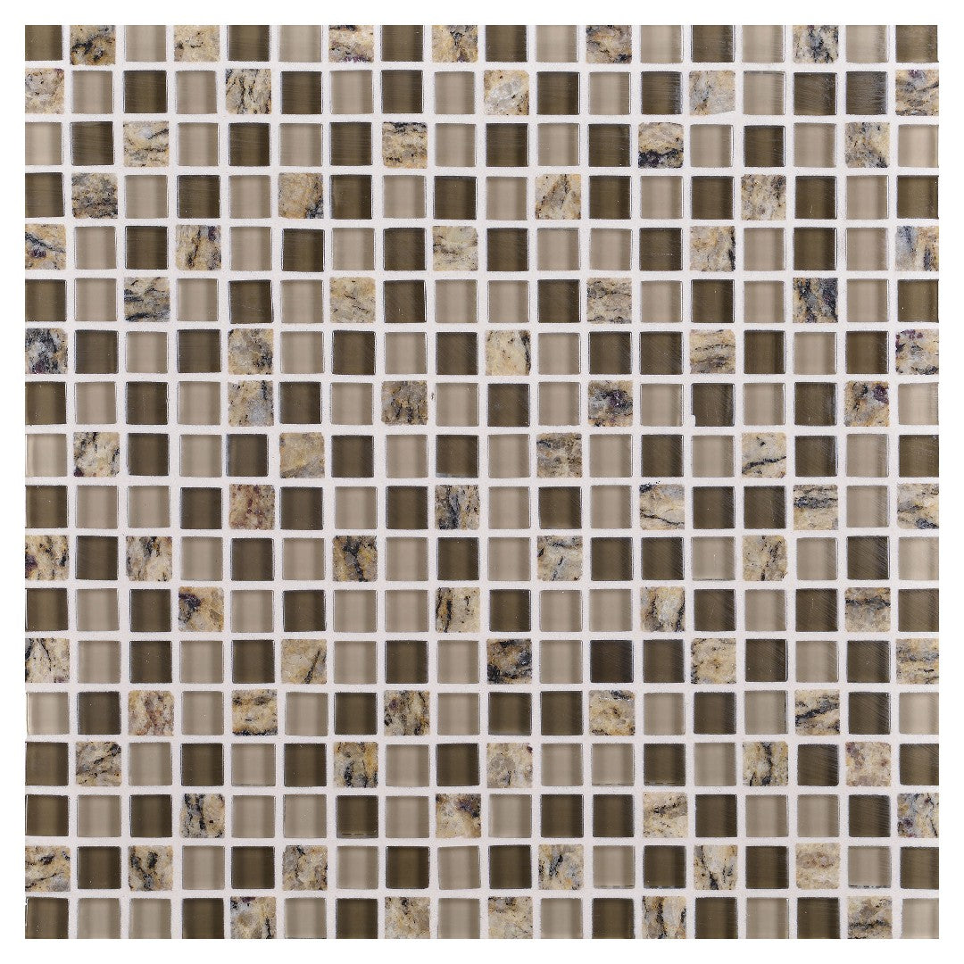 Daltile Granite Radiance 12" x 12" Stone & Glass 5/8" Deco Straight Joint Mosaic