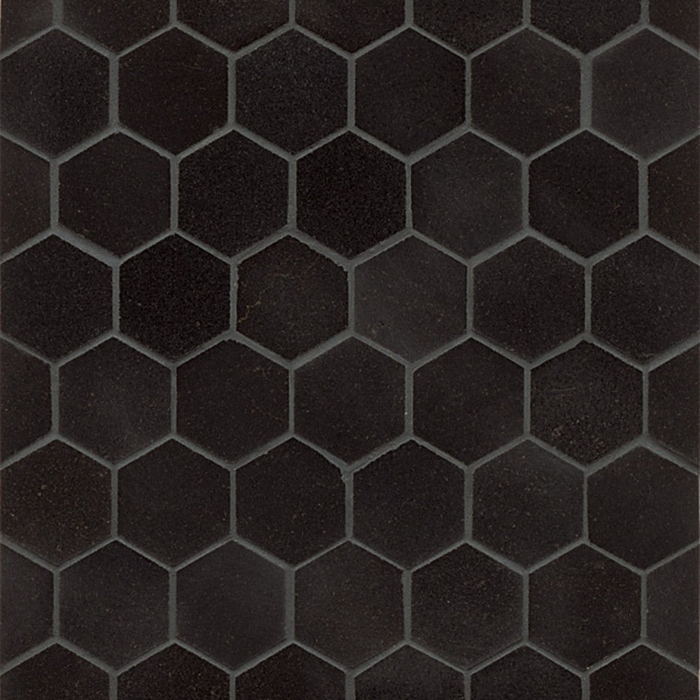 Bedrosians Granite Absolute Black 11.75" x 12.5" Hexagon Honed Mosaic Tile
