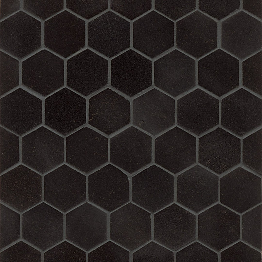 Bedrosians Granite Absolute Black 11.75" x 12.5" Hexagon Polished Mosaic Tile