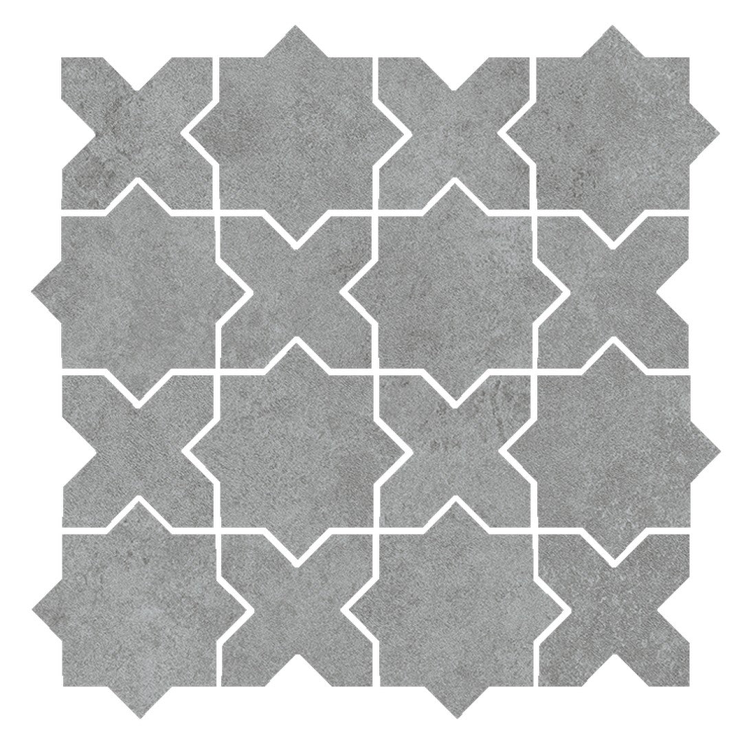 Tesoro 13.25" x 13.25" Solida Matte Cross & Star Porcelain Mosaic