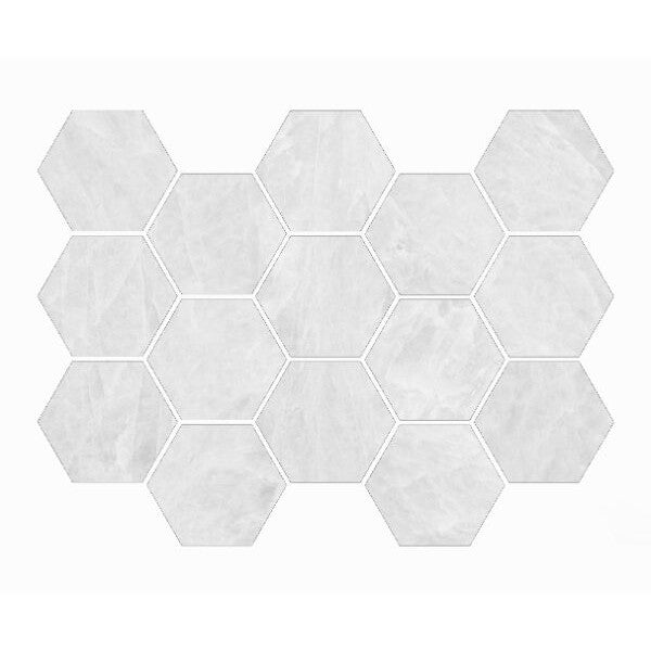 Happy Floors 13" x 9" Naica Natural Porcelain Hexagon Mosaic