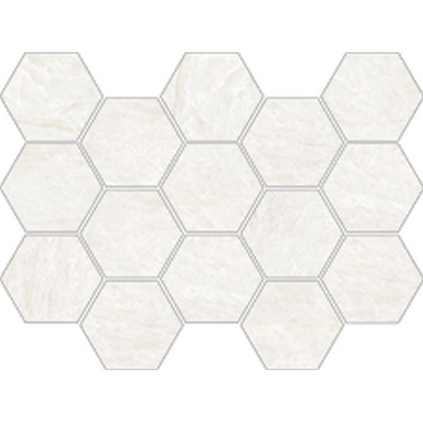 Happy Floors 13" x 9" Naica Natural Porcelain Hexagon Mosaic