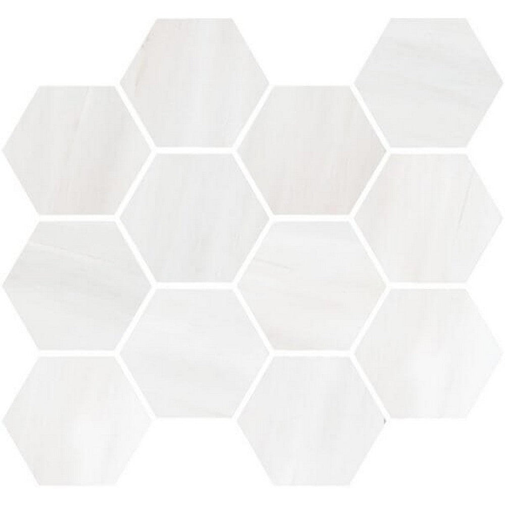 Happy Floors 12" x 14" Dolomite Natural Porcelain Hexagon Mosaic