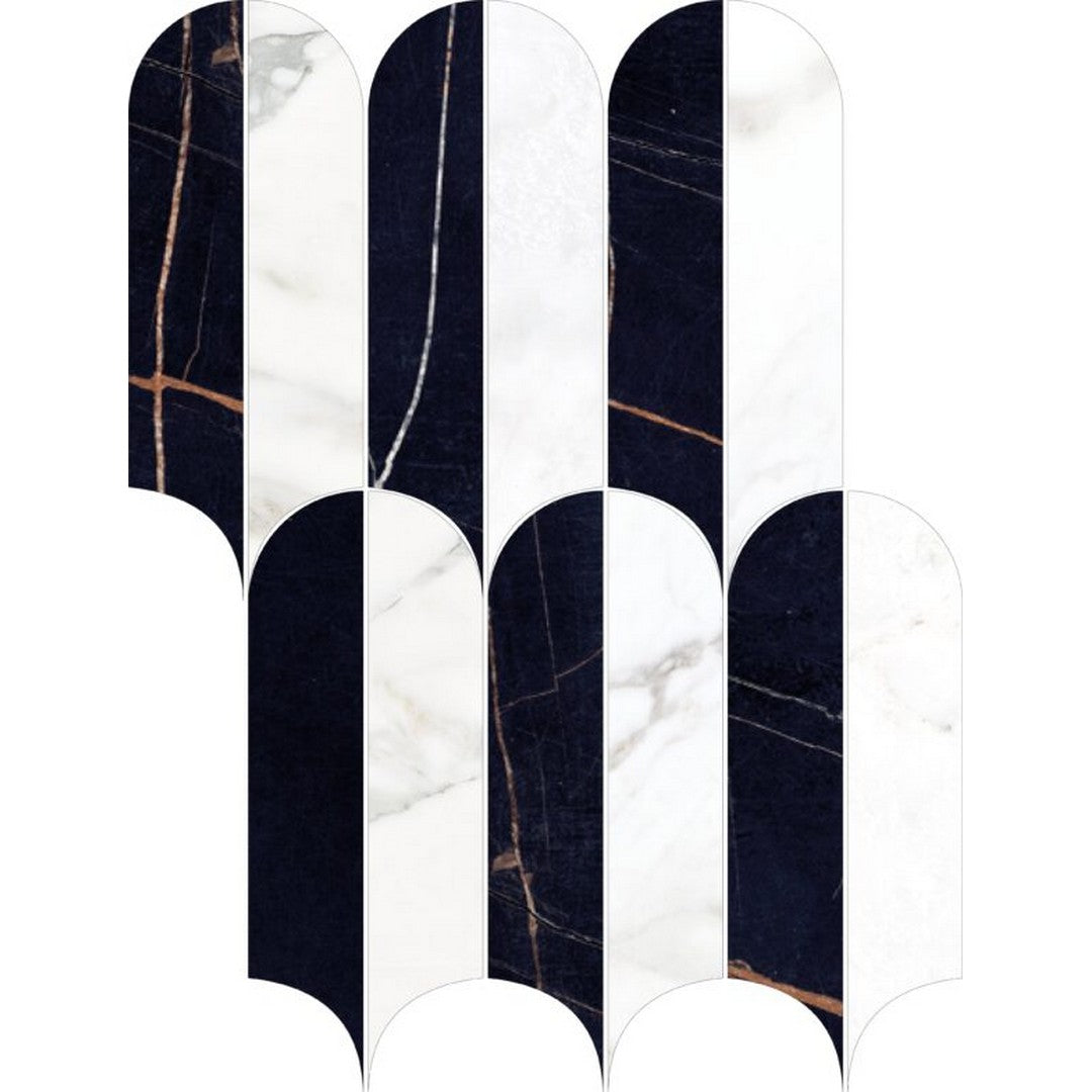 Happy Floors 9" x 12.5" Kobe Rectified Polished Porcelain Quill Mosaic