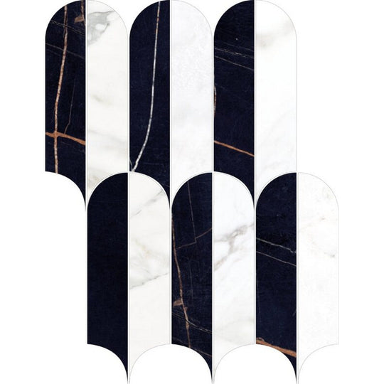 Happy Floors 9" x 12.5" Kobe Rectified Polished Porcelain Quill Mosaic