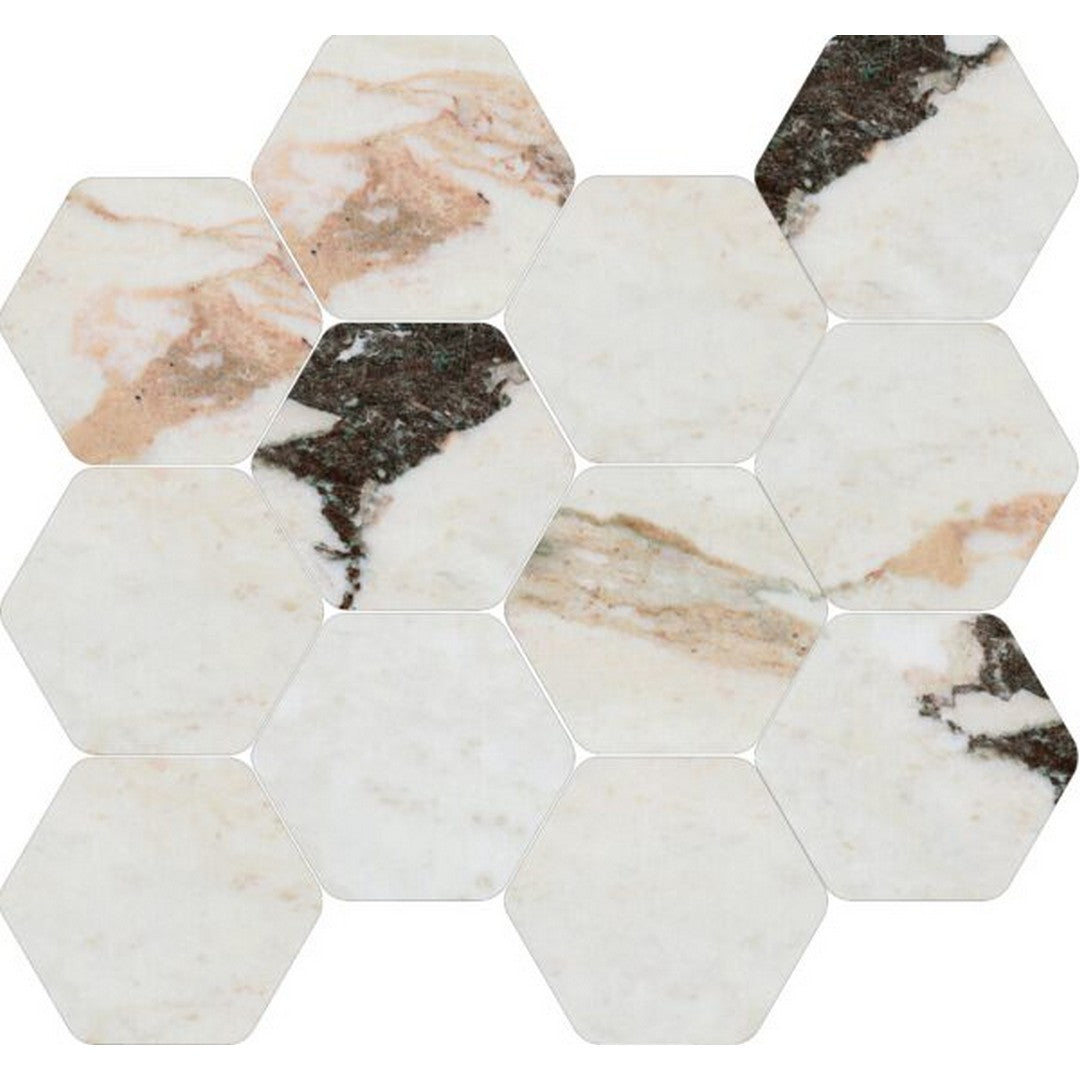 Happy Floors 12" x 13.5" Kobe Polished Porcelain Hexagon Mosaic