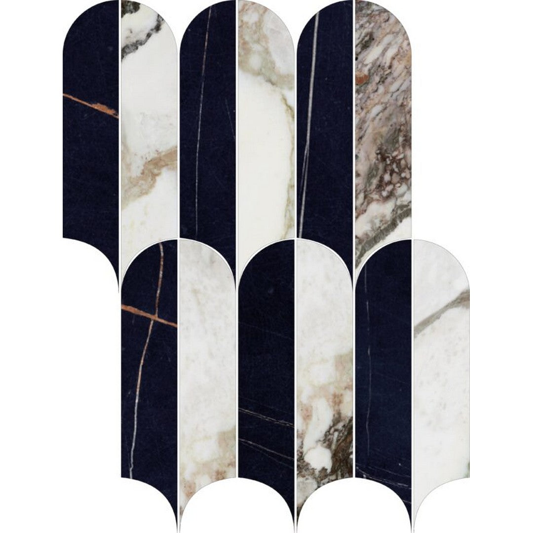 Happy Floors 9" x 12.5" Kobe Rectified Polished Porcelain Quill Mosaic
