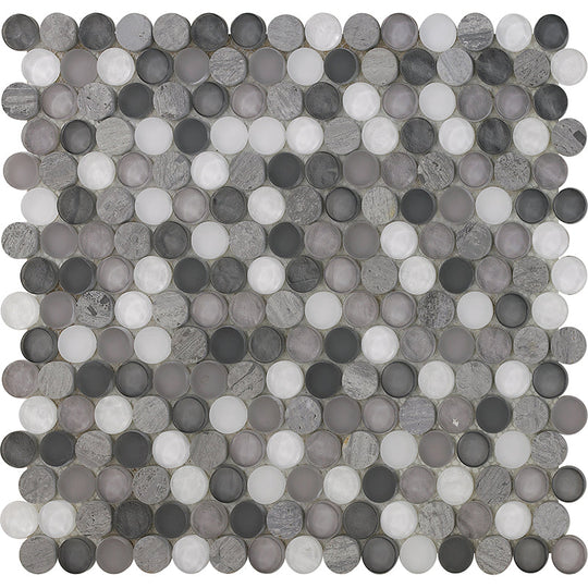 Happy Floors 12.4" x 11.5" Sobe Penny Round Glass & Stone Mosaic
