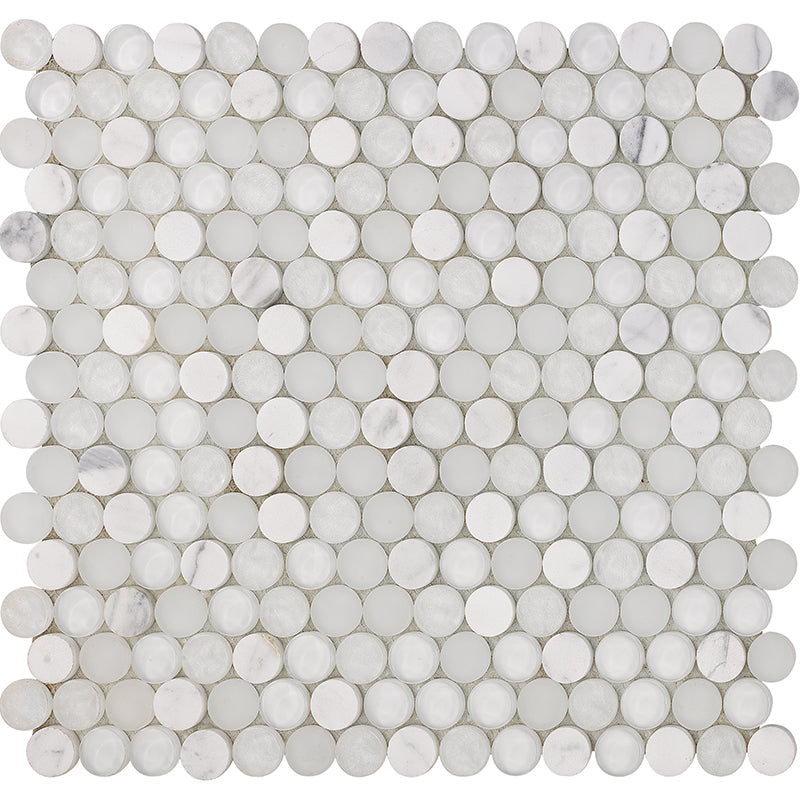 Happy Floors 12.4" x 11.5" Sobe Penny Round Glass & Stone Mosaic
