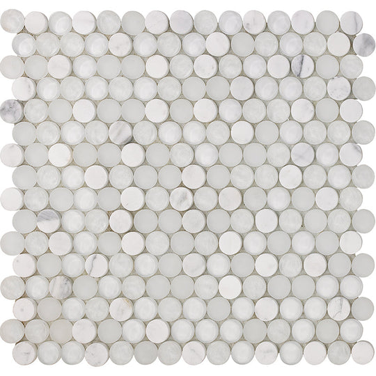 Happy Floors 12.4" x 11.5" Sobe Penny Round Glass & Stone Mosaic