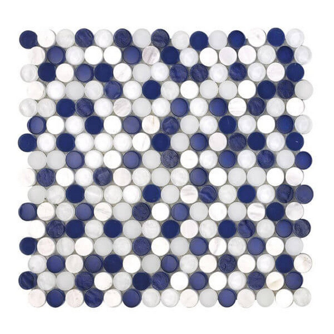 Happy Floors 12.4" x 11.5" Sobe Penny Round Glass & Stone Mosaic