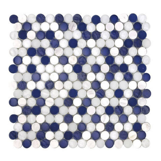 Happy Floors 12.4" x 11.5" Sobe Penny Round Glass & Stone Mosaic