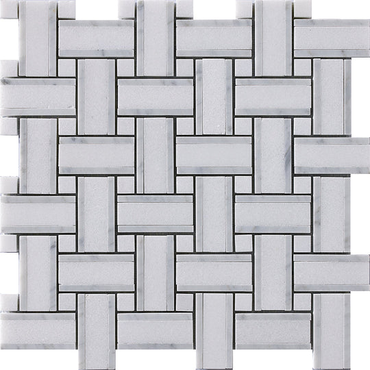 Happy Floors 12" x 12" Natural Stone Basketweave Mosaic