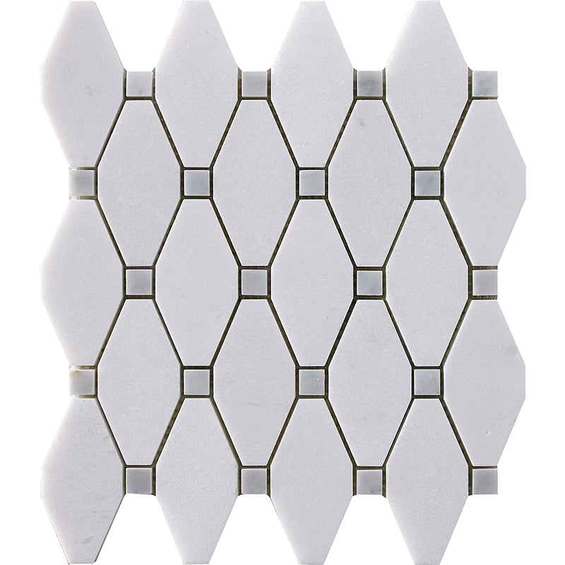 Happy Floors 11.2" x 10.3" Natural Stone Dot Elongated Hexagon Mosaic