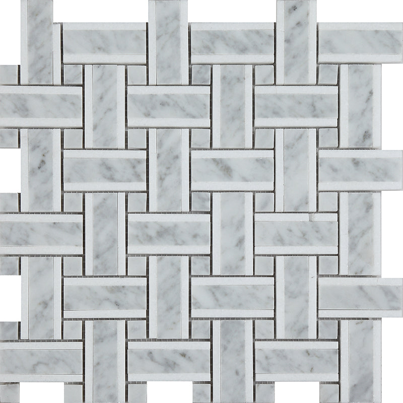 Happy Floors 12" x 12" Natural Stone Basketweave Mosaic