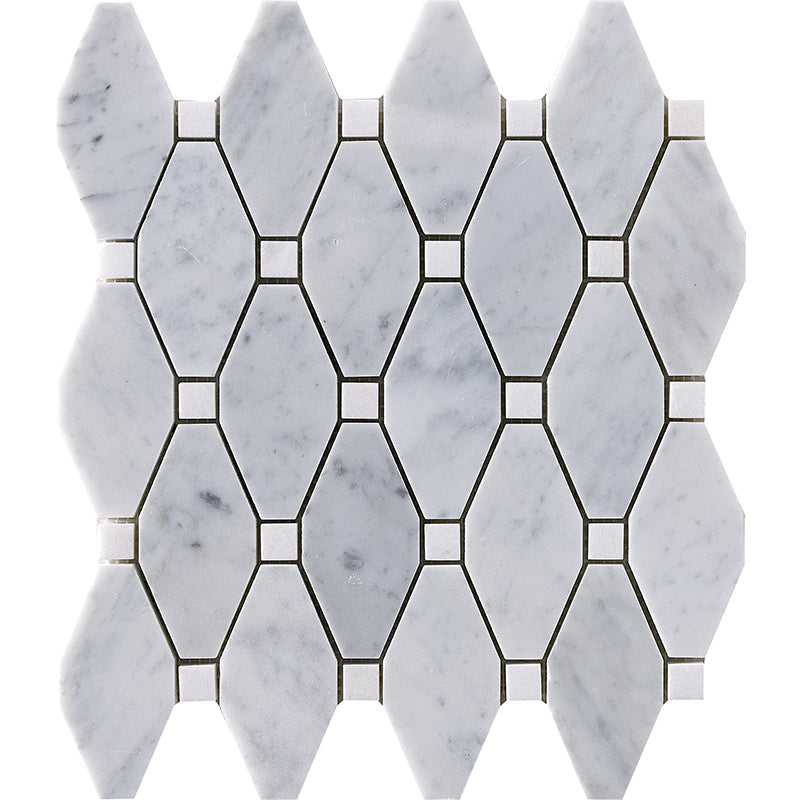 Happy Floors 11.2" x 10.3" Natural Stone Dot Elongated Hexagon Mosaic