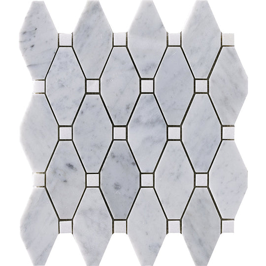 Happy Floors 11.2" x 10.3" Natural Stone Dot Elongated Hexagon Mosaic