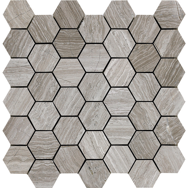 Happy Floors 12" x 11.7" Natural Stone Hexagon Mosaic