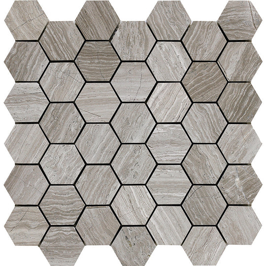 Happy Floors 12" x 11.7" Natural Stone Hexagon Mosaic