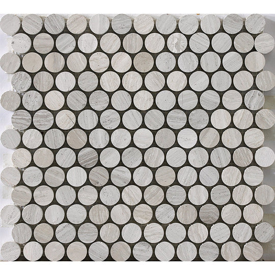 Happy Floors 12.2" x 12.4" Natural Stone Penny Round Mosaic
