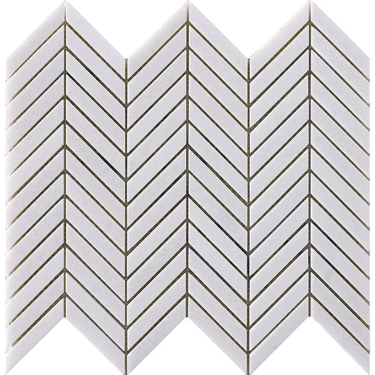 Happy Floors 12.5" x 12.2" Natural Stone Chevron Mosaic